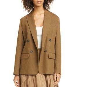 Vince Double Breasted Cotton & Linen Blazer 8